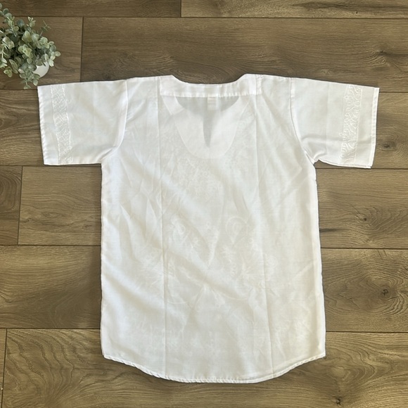 100% Cotton White Tunic Women's Short Sleeved Top Made in Egypt - Picture 5 of 5